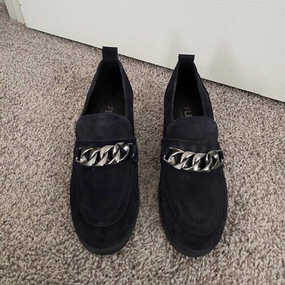 The Flexx Vera Pelle Black Suede Loafers 2.5" Block Heels Women's Size 5.5M - Picture 2 of 14